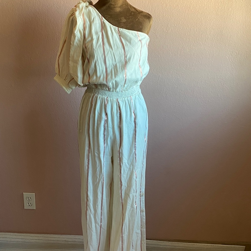 Tularosa Off-Shoulder Cream Jumpsuit